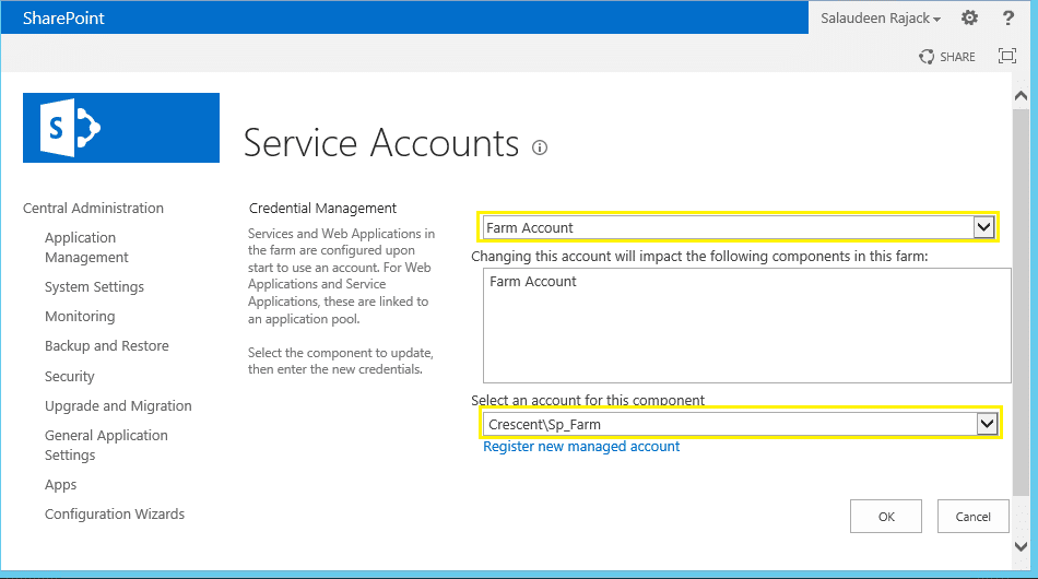configuring managed accounts in sharepoint 2013